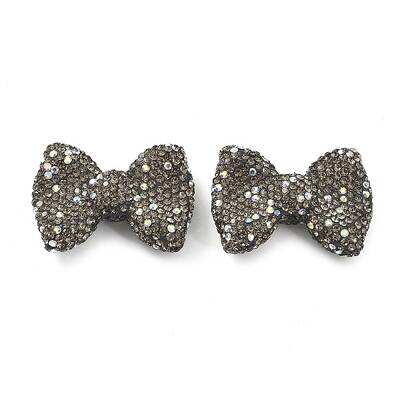 Bowknot Shape Polymer Clay Rhinestone Beads
