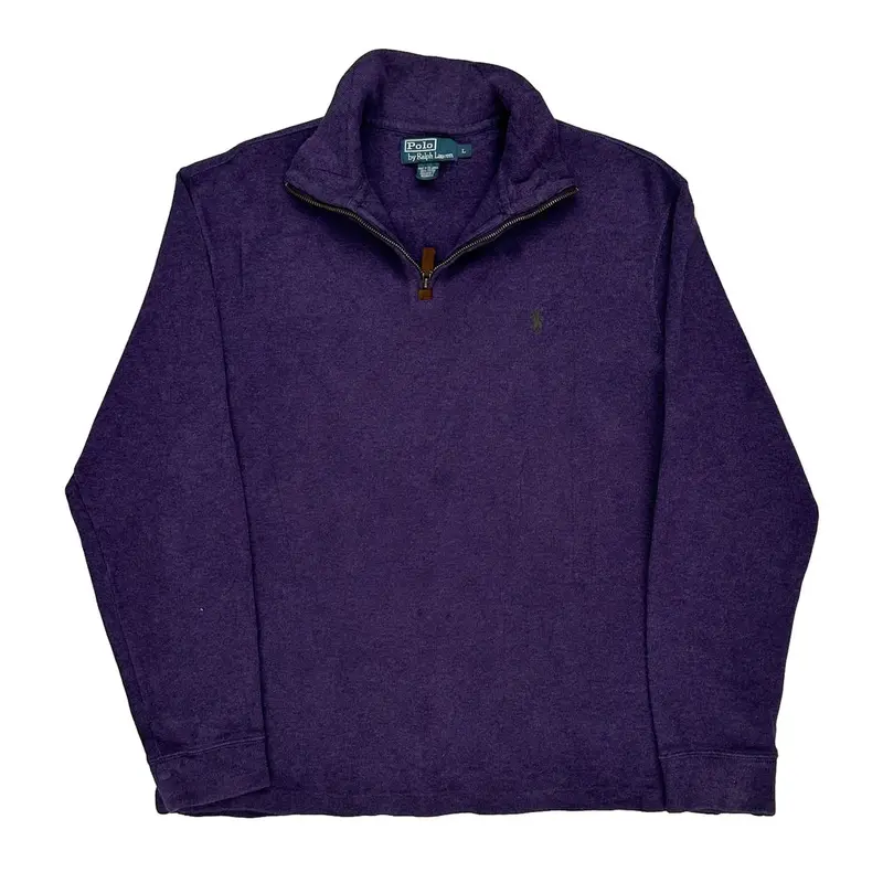 Polo By Ralph Lauren 1/4 Zip - Large Purple Cotton