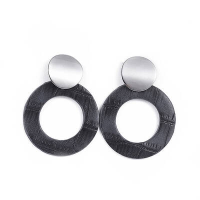 PU Leather Dangle Stud Earrings