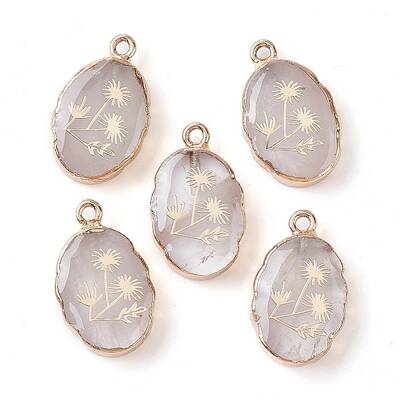Natural Quartz Crystal Oval Pendants