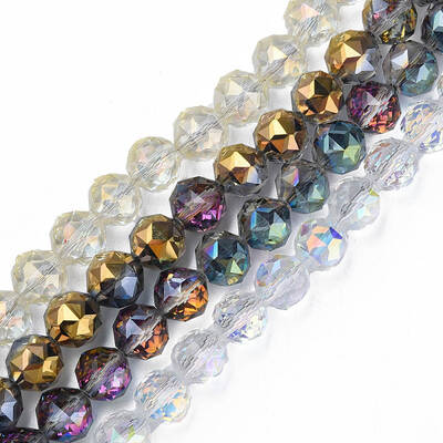 Electroplate Transparent Glass Beads Strands