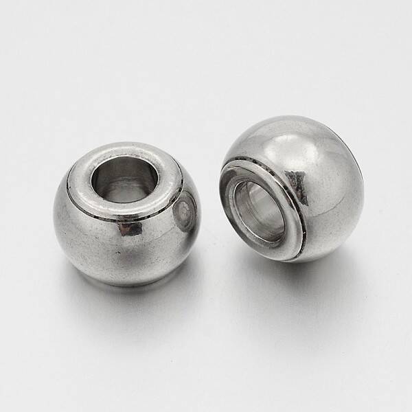 Tarnish Resistant Rondelle 201 Stainless Steel Large Hole Beads