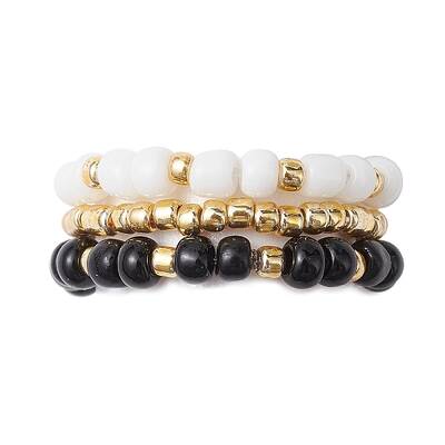 3Pcs 3 Styles Glass Seed Beaded Ring