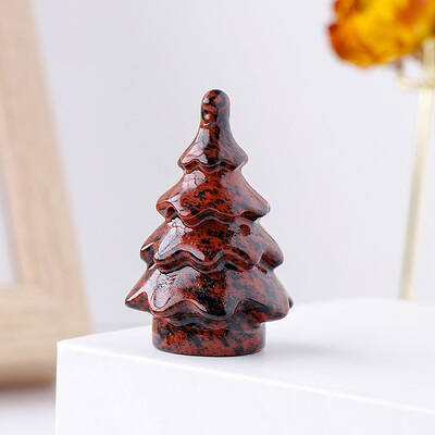 Natural Mahogany Obsidian Christmas Tree Statue