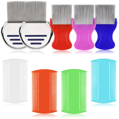 9 Pcs Lice Combs, Flea Combs, Hair Comb Double Sided Fine Tooth Combs, Removal Dandruff Comb with Metal Teeth, Stainless Stee...