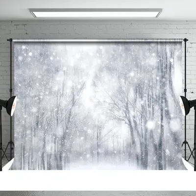 Beautiful Black White Snow Forest Winter Backdrop - Aperturee