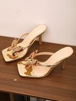 Women's Fashionable Butterfly Decorated High Heel Sandals, Elegant Square Toe Sandals for Party, Daily Clothing Decor for Wom...