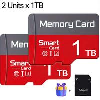 2-Pack × 1TB (Large Capacity) Storage Card, Mini SD Card with Adapter, TF Flash Memory Card for TF/SD Compatible Devices Inc...