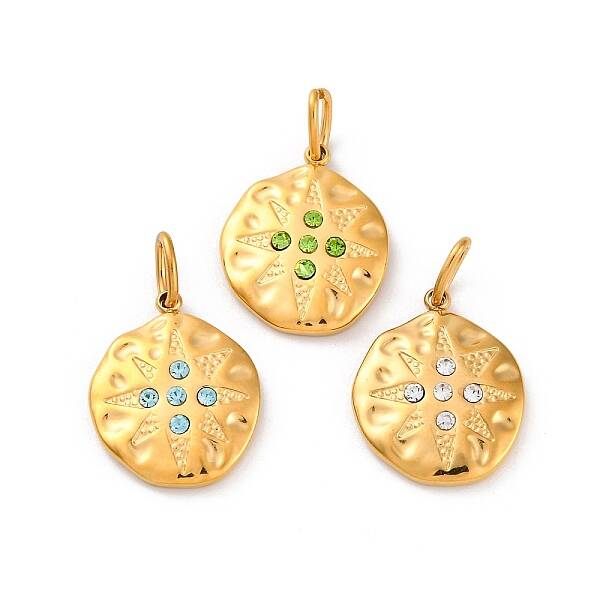 304 Stainless Steel Rhinestone Pendants