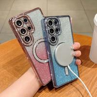 【Freeship】Magnetic Glitter Case for Samsung Galaxy S25 Ultra Plus S24 23 [Compatible with MagSafe] Military-Grade Protect...