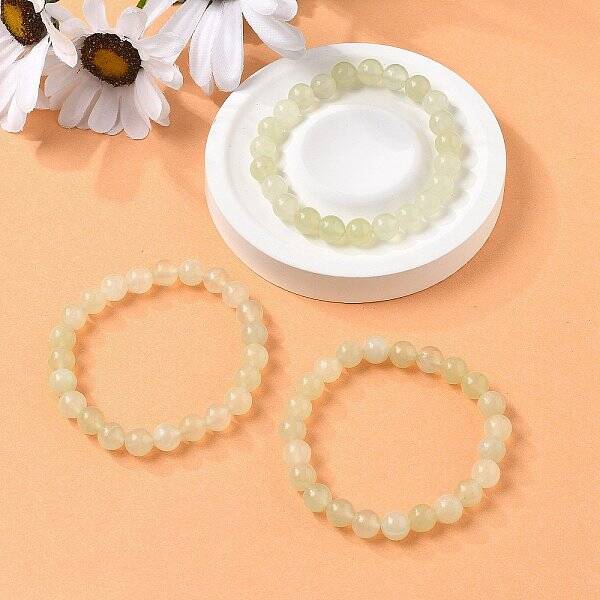 Natural New Jade Beaded Stretch Bracelets