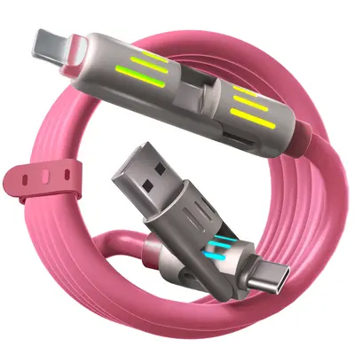 LWW 240W 4-in-1 USB C Cable, 4ft, Aluminum Alloy, Compatible with iPhone 15/14, Phone, iPad Pro Smartphone Cellphone, Fast Ch...