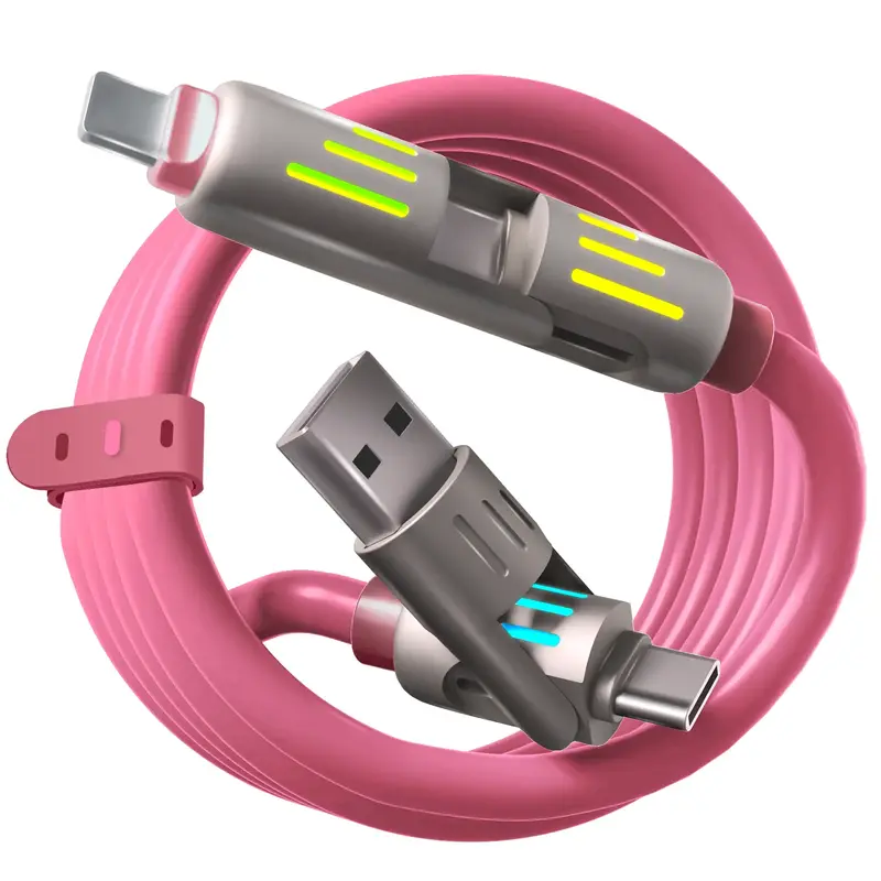 LWW 240W 4-in-1 USB C Cable, 4ft, Aluminum Alloy, Compatible with iPhone 15/14, Phone, iPad Pro Smartphone Cellphone, Fast Ch...