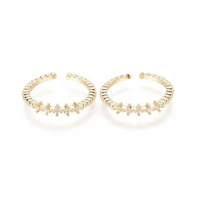 Brass Micro Pave Clear Cubic Zirconia Cuff Rings