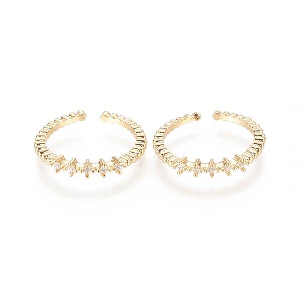Brass Micro Pave Clear Cubic Zirconia Cuff Rings