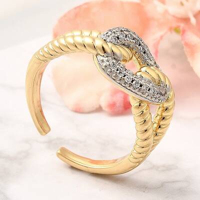 Brass Micro Pave Clear Cubic Zirconia Cuff Rings