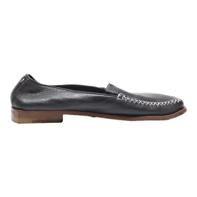 LOUIS VUITTON Loafer Shoes Black Leather Womens UK 5.5