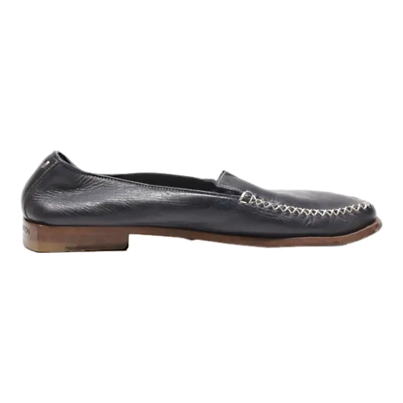 LOUIS VUITTON Loafer Shoes Black Leather Womens UK 5.5