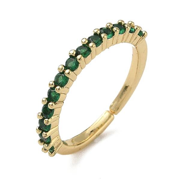 Adjustable Brass Micro Pave Clear Cubic Zirconia Cuff Rings
