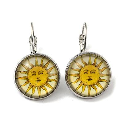 Sun Glass Leverback Earrings with Brass Earring Pins