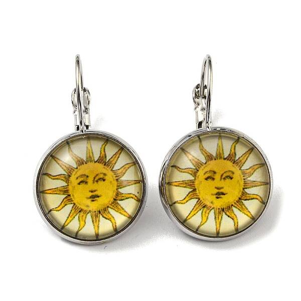 Sun Glass Leverback Earrings with Brass Earring Pins