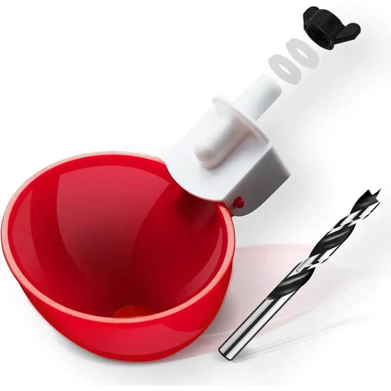 8 Pack Automatic Chicken Waterer, Red Chicken Water Feeder Cups Suitable for Various Poultry, Cup  Deepened Double Rubber Rin...