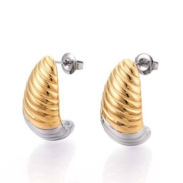 304 Stainless Steel Two Tone Stud Earrings