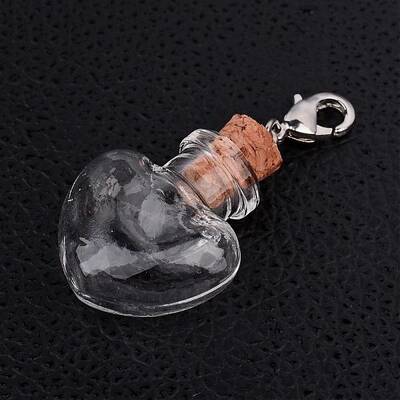 Heart Glass Wishing Bottle Pendants
