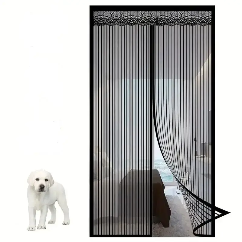 Modern Magnetic Mesh Curtain, Breathable Design Mosquito-proof Soft Door & Window Screen for Summer Living Room, Auto Closer ...