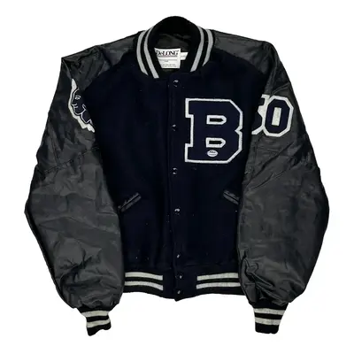 Delong Varsity Jacket - XL Black Wool Blend