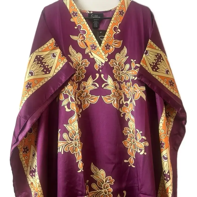 2025 New Kaftan Dresses Free Size Casual Wear Comfortable Fit for All Occasions Summer Beach Vacations Purple Floral Design