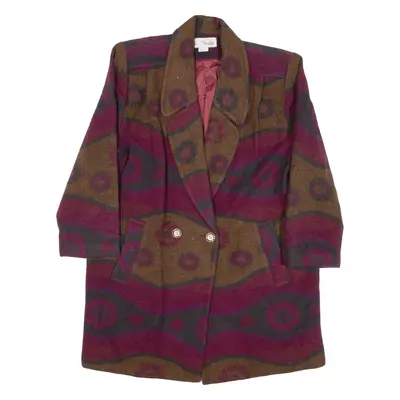 SHYECHIS Overcoat Knit Coat Purple Floral Womens L