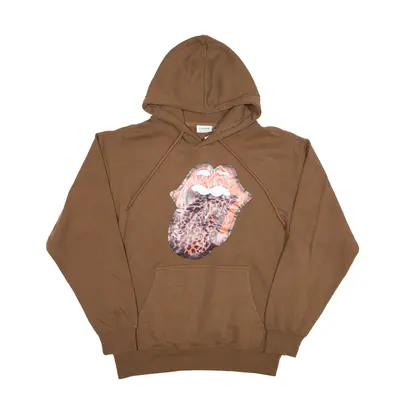 REFLEX Leopard Tongue Hoodie Brown Pullover Womens M