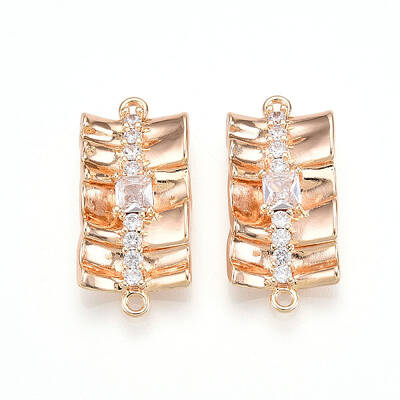 Brass Pave Clear Cubic Zirconia Connector Charms