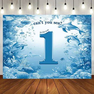 Aperturee Cant You Sea Undersea Dolphins 1st Birthday Backdrop - Aperturee