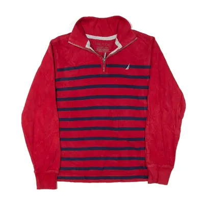 NAUTICA Patterned Jumper Red Striped 1/4 Zip Boys XL