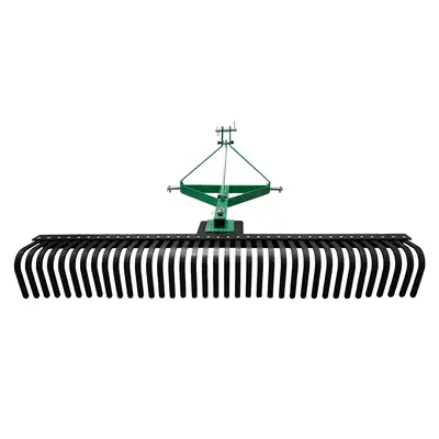 Garvee Heavy Duty 3-Point Landscape Rake for Tractor - 6FT Rock Rake with 37 Steel Tines - 360° Rotating Head - Fits Categor...