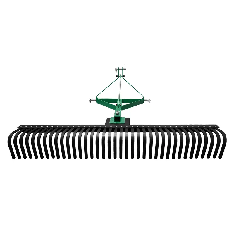 Garvee Heavy Duty 3-Point Landscape Rake for Tractor - 6FT Rock Rake with 37 Steel Tines - 360° Rotating Head - Fits Categor...