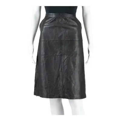 VERA PELLE Leather Feel Womens Straight Skirt Black Knee Length Leather UK 12