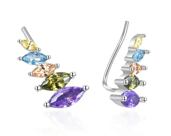 Agato Fascinating Long Earrings with Colorful Zirconia AGT-E048VC