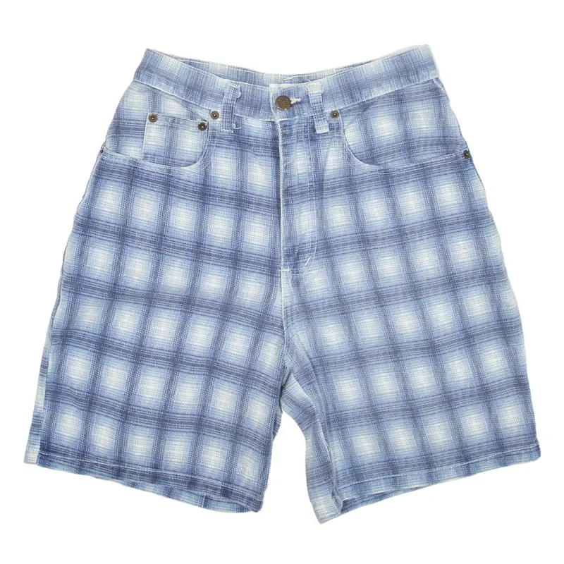 SOSTANZA Denim Shorts Blue Relaxed Check Womens XXS W24