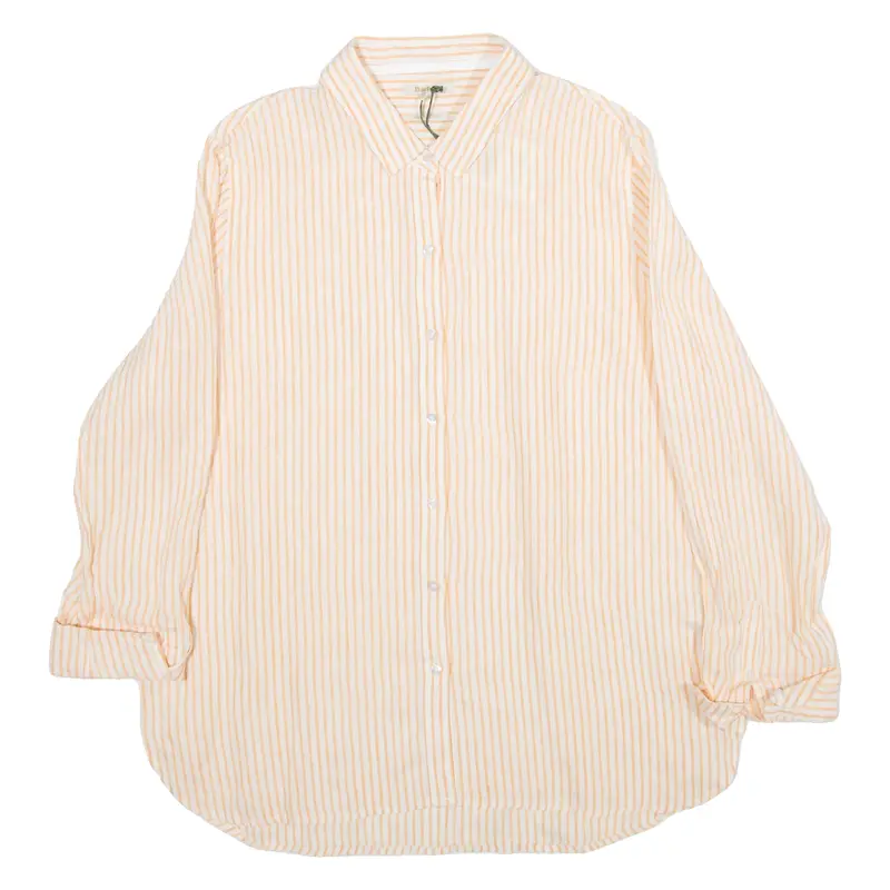 BARBOUR Womens Shirt Orange Striped Long Sleeve UK 16
