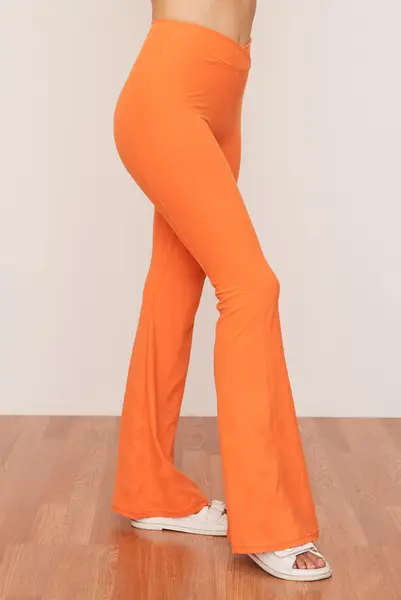 Tangerine Crossover Flare | Size: L - Regular | Color: Tangerine | Style: Crossover Waistband