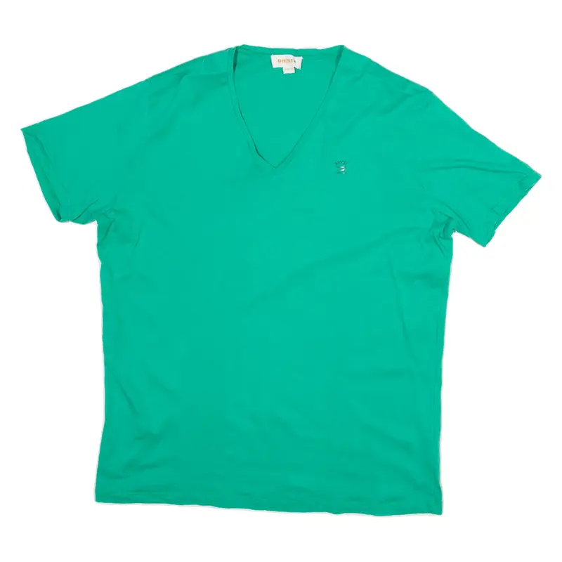 DIESEL Womens T-Shirt Green V-Neck XL