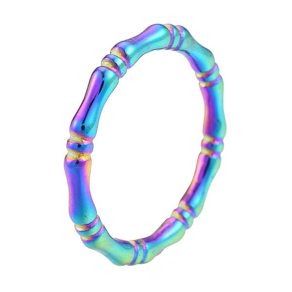 Ion Plating(IP) 201 Stainless Steel Bamboo Sticker Finger Ring for Women