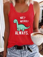 Women's Dinosaur & Letter Print Round Neck Tank Top, Casual Sleeveless Top for Daily Wear, Ladies Clothes for All Seasons, Ta...