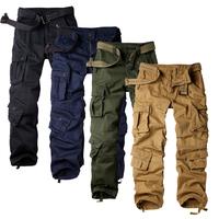 Men's Cotton Cargo Pants With 8 Pockets Camo Pants Outdoor Cargo Work Pants(No Belt)