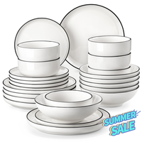 MALACASA Plates and Bowls Sets,12/16/18/24 Pieces Porcelain Dinnerware Sets, Heat Resistant Ceramic Tableware Service for 4/6...