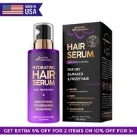 Hydrating Hair Serum For Frizzy, Dry and Damaged Hair - Leave-In Conditioner with Keratin | Biotin | Castor & Rosemary Oils |...