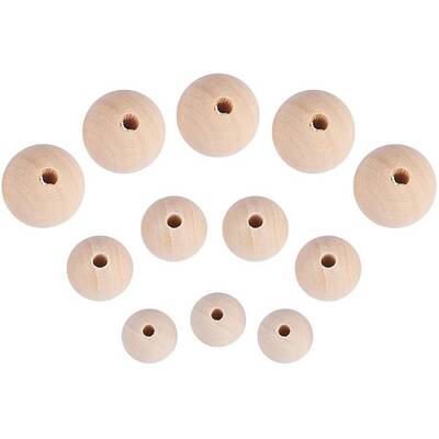 60 pcs Vacuum Packing Round Wood Beads